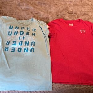 Two under Armour workout shirts